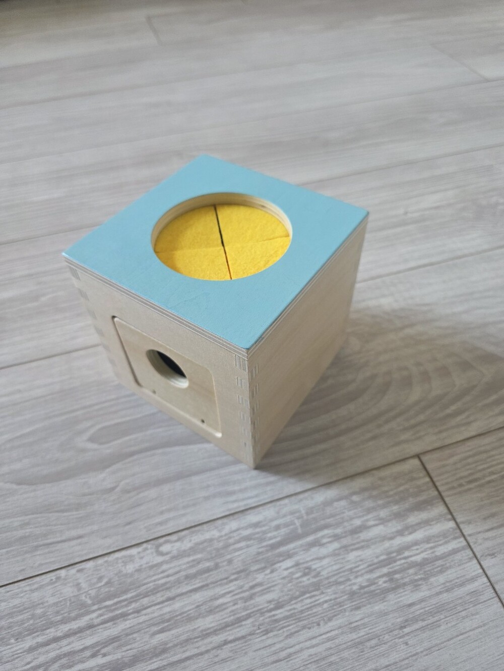 Wooden Cube Box With Colorful Fabric